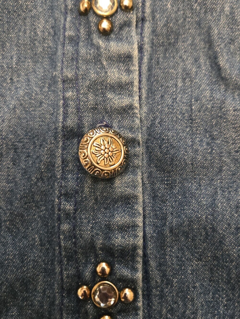 Le Fete 80s/90s Maximalist Western-style Cotton Denim Shirt With Animal Print XL - Picture 5 of 10